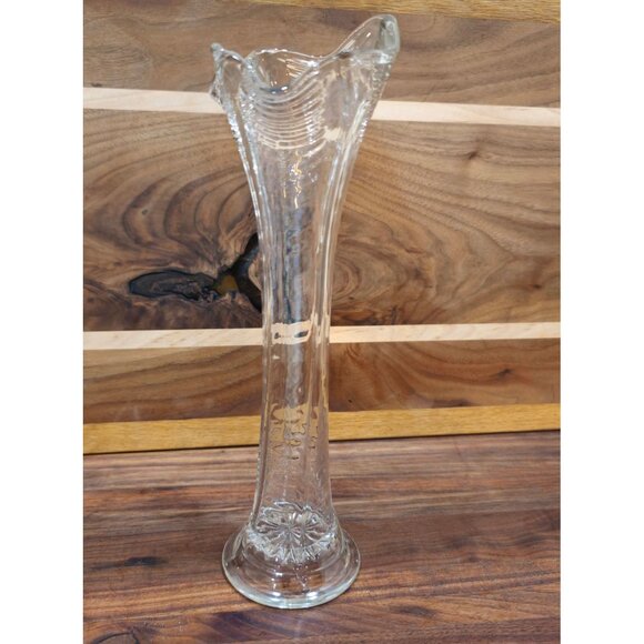 Antique L. E. Smith Clear Iridescent Carnival Glass Swung Vase - Picture 6 of 7